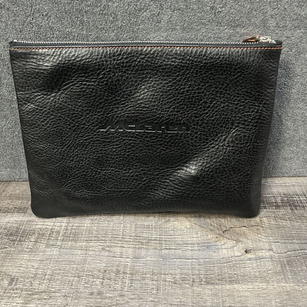 McLaren Ghurka Leather Owner’s Manual Case  Black Pebble Travel Pouch